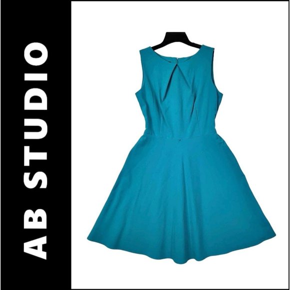 AB Studio Dress Size 14 Dress Sleeveless Fit & Flare Pleated - Picture 1 of 9